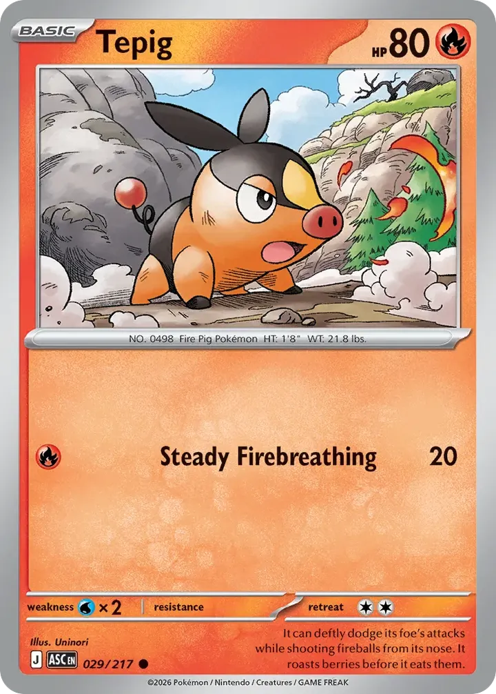 Mega Evolution—Ascended Heroes 英語版 Tepig 29 カード表面