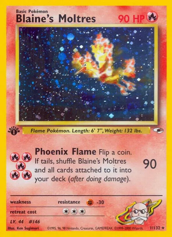 Front of Blaine's Moltres 1, Gym Heroes English