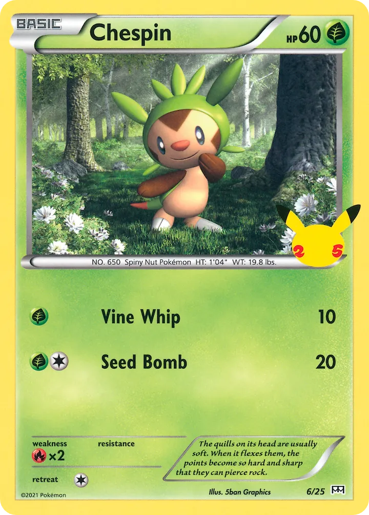 McDonald's Collection 2021 영어판 Chespin 6 카드 앞면