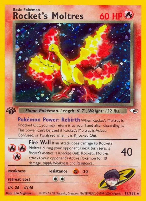 Gym Heroes 영어판 Rocket's Moltres 12 카드 앞면