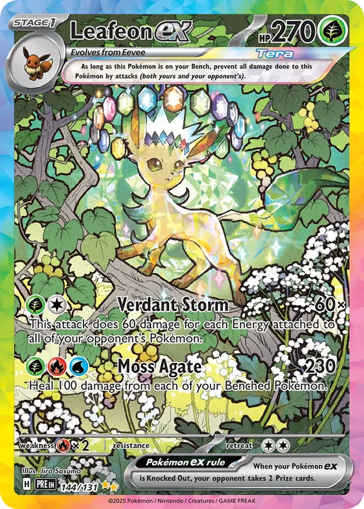 Scarlet & Violet—Prismatic Evolutions 英語版 Leafeon ex 144 カード表面