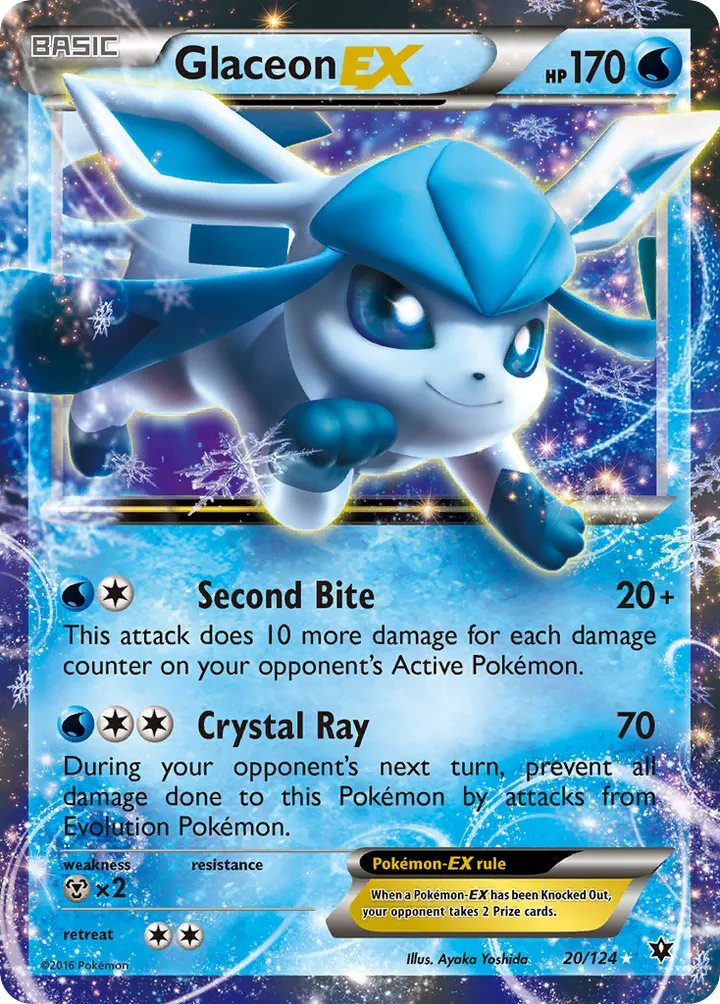 XY—Fates Collide 영어판 Glaceon-EX 20 카드 앞면