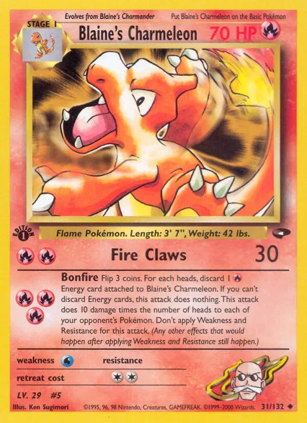 Gym Challenge 영어판 Blaine's Charmeleon 31 카드 앞면