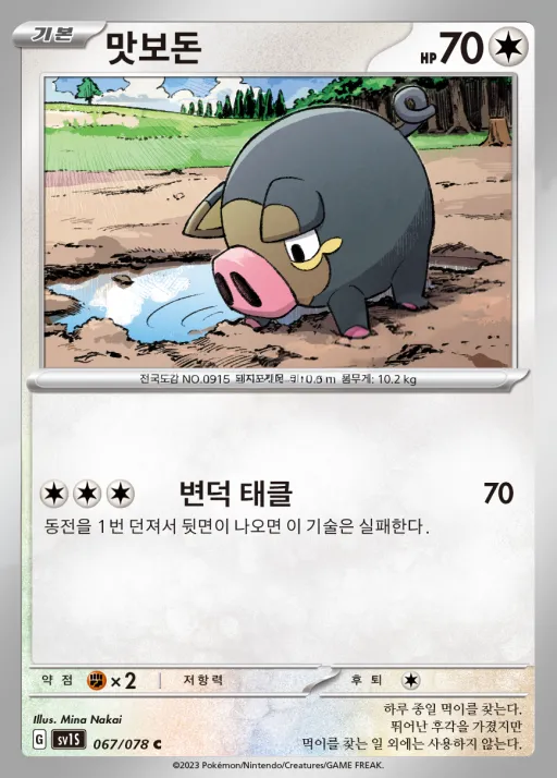 스칼렛 ex 韓国語版 맛보돈 67 カード表面