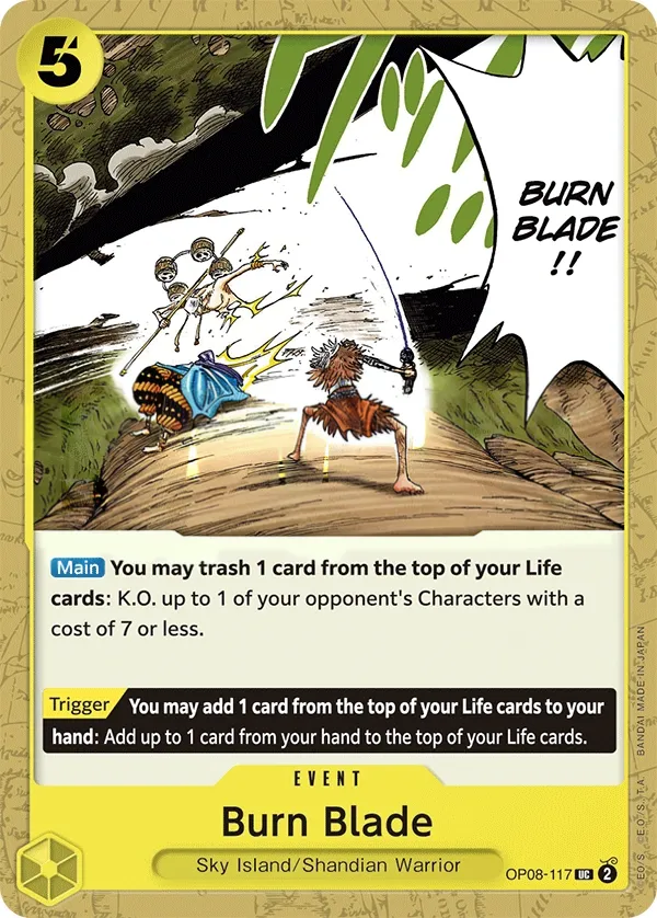 Two Legends 영어판 Burn Blade OP08-117 카드 앞면