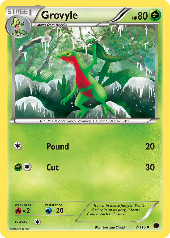Black & White—Plasma Freeze 영어판 Grovyle 7 카드 앞면