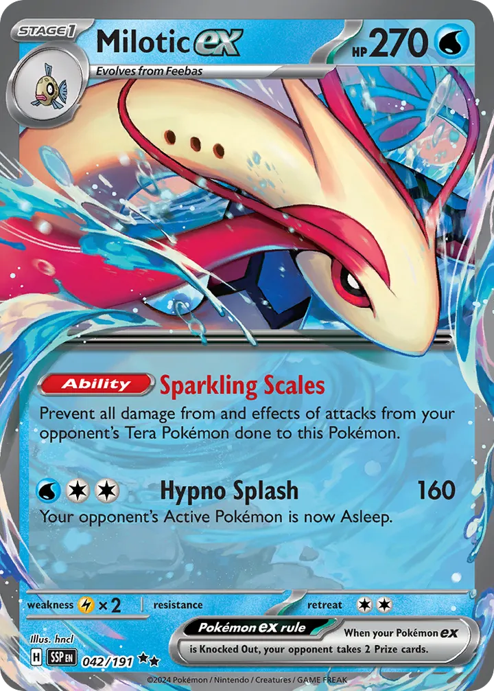 Front of Milotic ex 42, Scarlet & Violet—Surging Sparks English