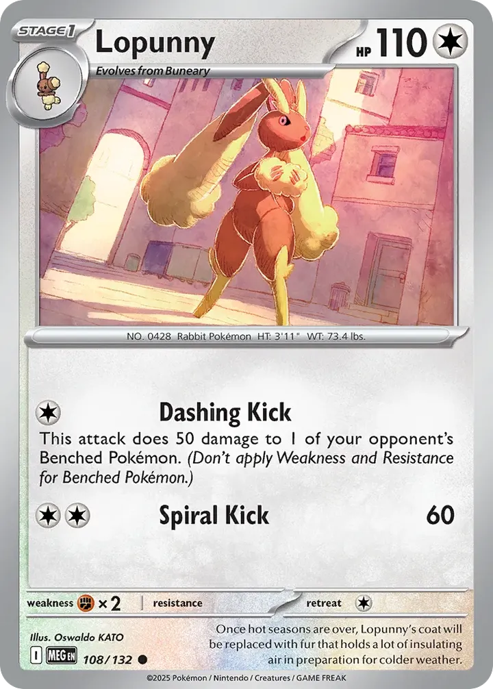 Mega Evolution 英語版 Lopunny 108 カード表面