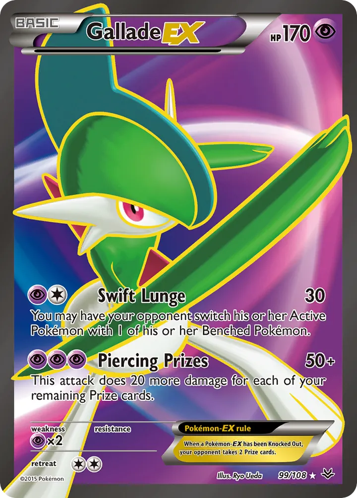 XY—Roaring Skies 영어판 Gallade-EX 99 카드 앞면