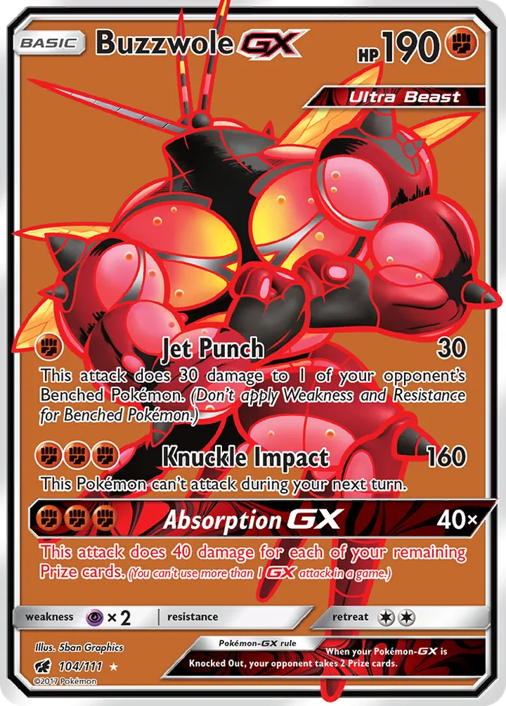 Sun & Moon—Crimson Invasion 英語版 Buzzwole-GX 104 カード表面