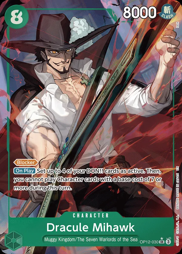 Legacy of the Master 영어판 Dracule Mihawk OP12-030 · 패럴렐 카드 앞면