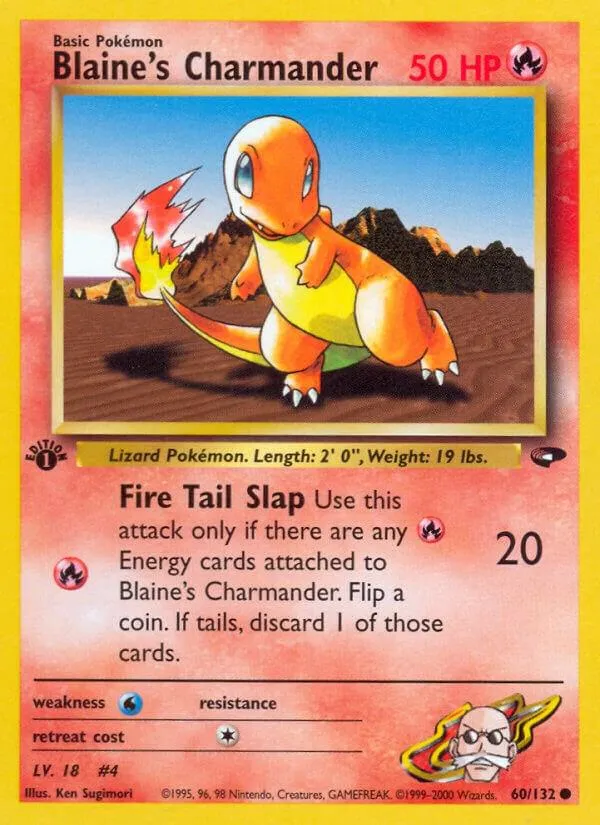 Gym Challenge 영어판 Blaine's Charmander 60 카드 앞면