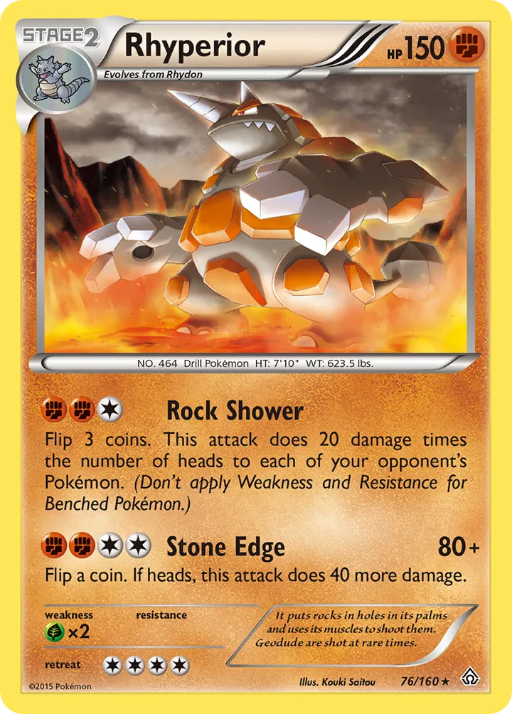 XY—Primal Clash 영어판 Rhyperior 76 카드 앞면