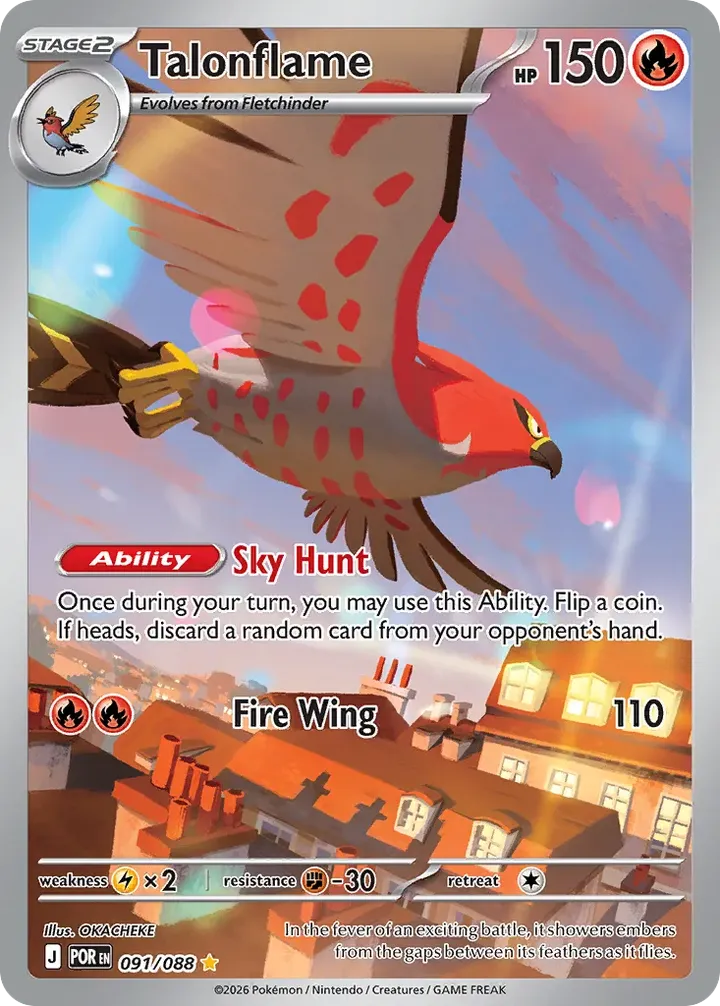Mega Evolution—Perfect Order 영어판 Talonflame 91 카드 앞면