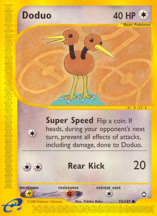 Aquapolis 영어판 Doduo 73 카드 앞면