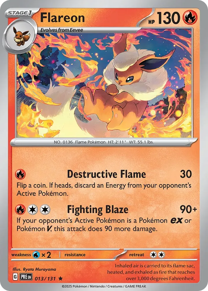 Scarlet & Violet—Prismatic Evolutions 英語版 Flareon 13 カード表面