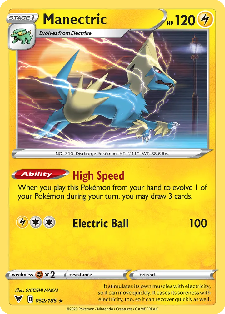 Sword & Shield—Vivid Voltage 영어판 Manectric 52 카드 앞면