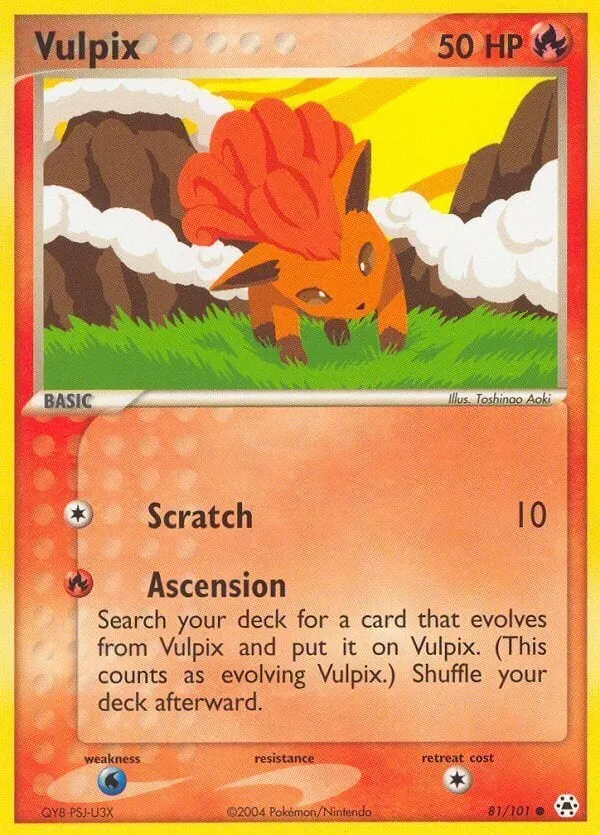EX Hidden Legends 영어판 Vulpix 81 카드 앞면