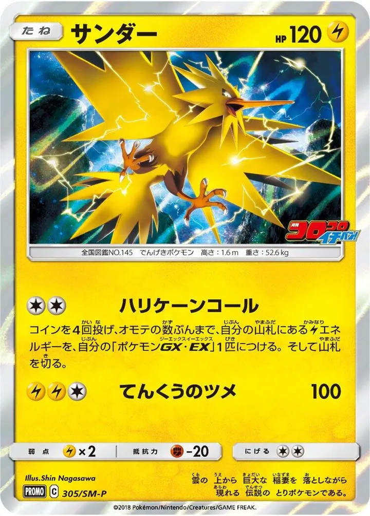 Front of Zapdos 305, SM-Pプロモーションカード Japanese