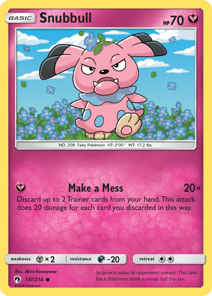 Sun & Moon—Lost Thunder 영어판 Snubbull 137 카드 앞면