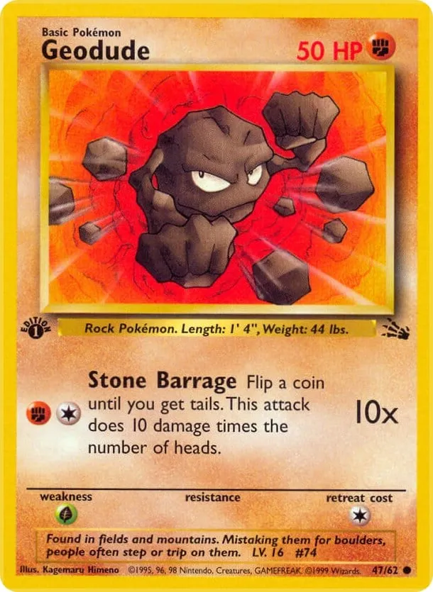 Fossil 英語版 Geodude 47 カード表面
