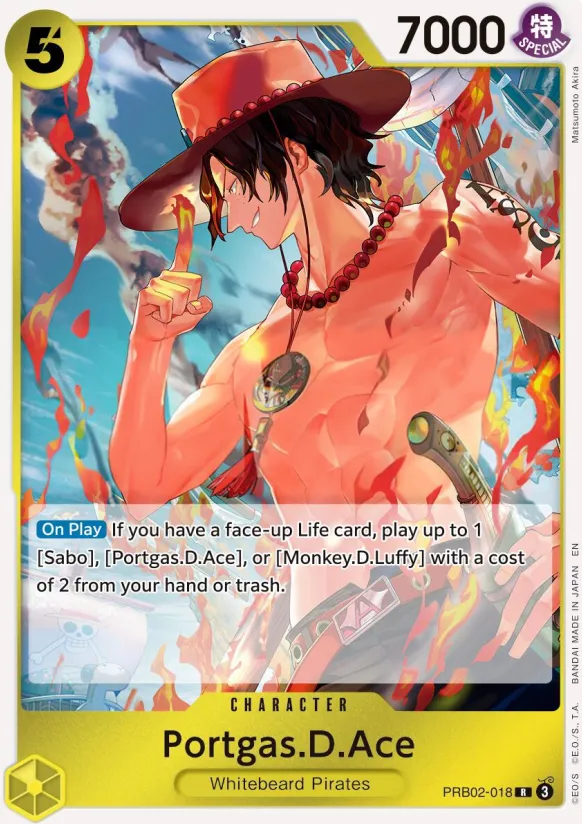 One Piece Card The Best vol.2 영어판 Portgas.D.Ace PRB02-018 카드 앞면