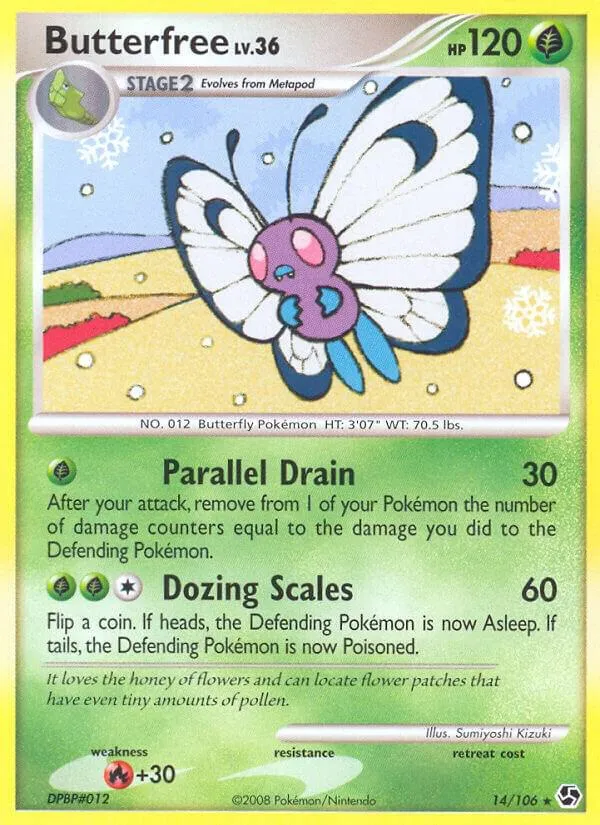 Diamond & Pearl—Great Encounters 英語版 Butterfree 14 カード表面