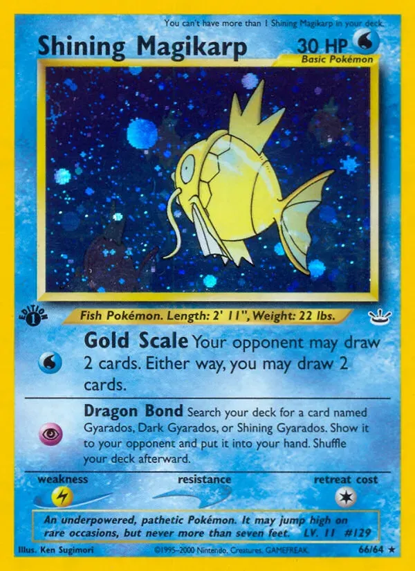 Neo Revelation 영어판 Shining Magikarp 66 카드 앞면