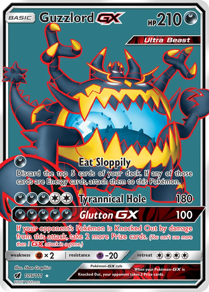 Sun & Moon—Crimson Invasion 英語版 Guzzlord-GX 105 カード表面