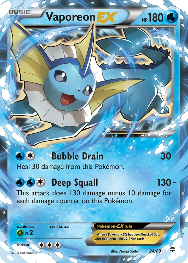 Generations 영어판 Vaporeon-EX 24 카드 앞면