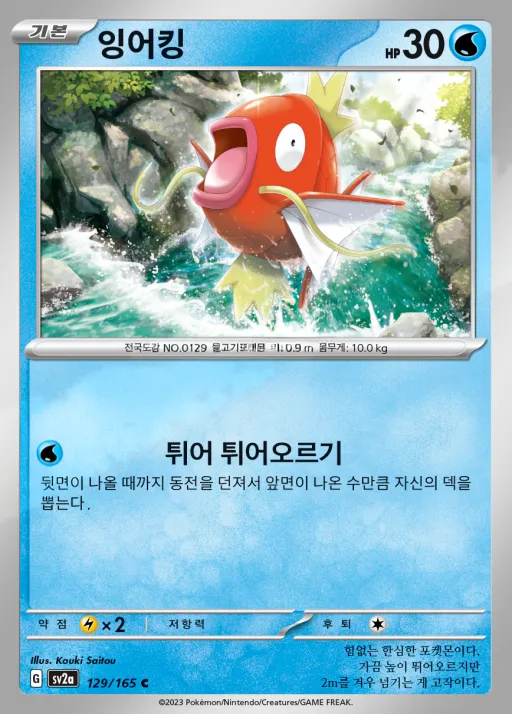Front of 잉어킹 129, 포켓몬 카드 151 Korean