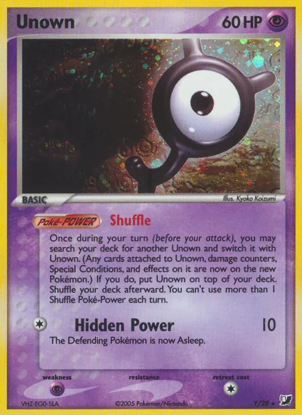 Front of Unown Y, EX Unseen Forces English