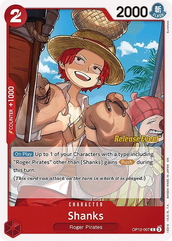 Legacy of the Master 英語版 Shanks OP12-007 · プレリリース カード表面