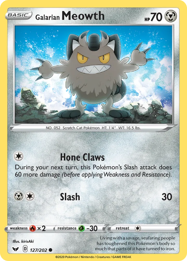 Sword & Shield 영어판 Galarian Meowth 127 카드 앞면