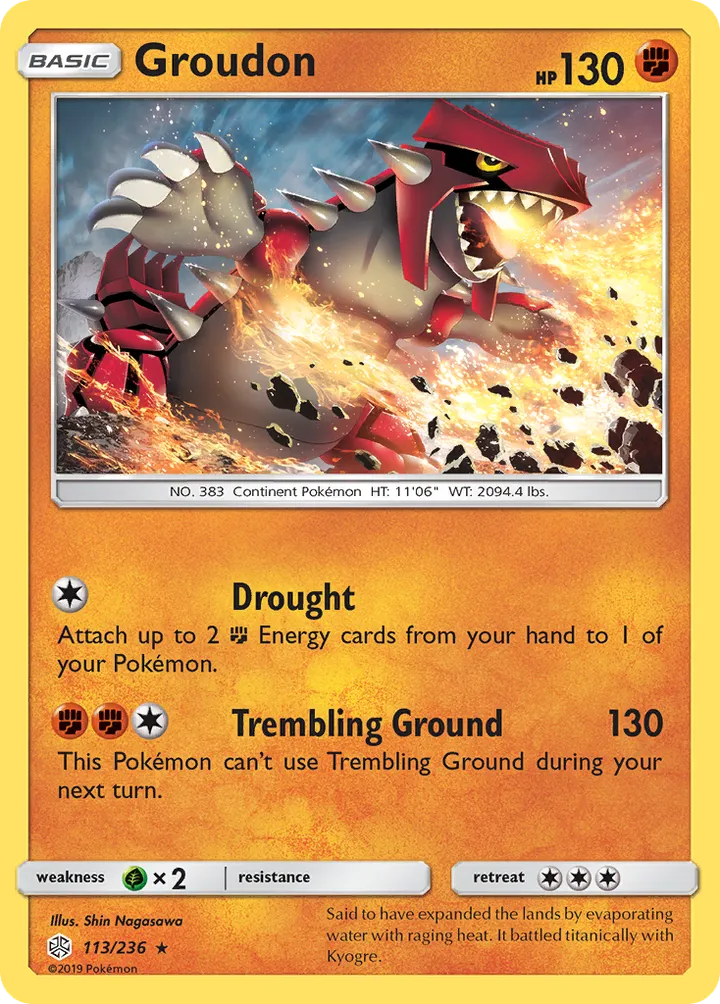 Sun & Moon—Cosmic Eclipse 영어판 Groudon 113 카드 앞면