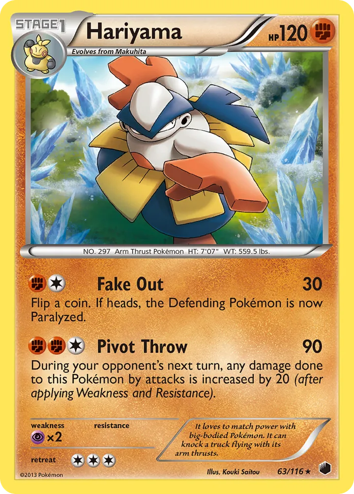 Black & White—Plasma Freeze 영어판 Hariyama 63 카드 앞면