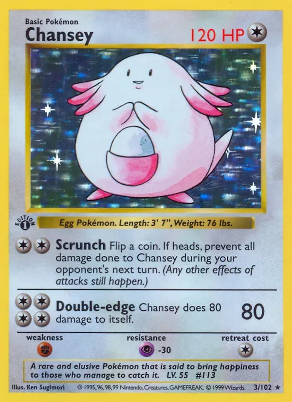 Base Set 英語版 Chansey 3 カード表面