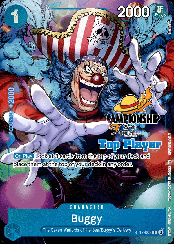 BLUE Donquixote Doflamingo 英語版 Buggy ST17-003 · パラレル カード表面