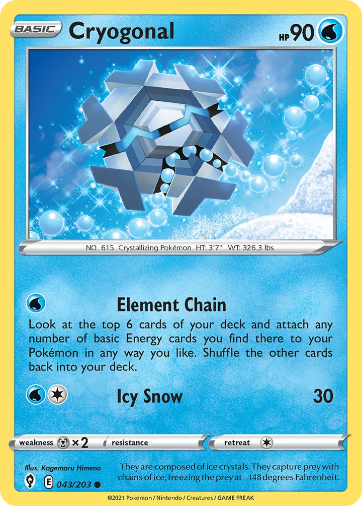 Sword & Shield—Evolving Skies 영어판 Cryogonal 43 카드 앞면