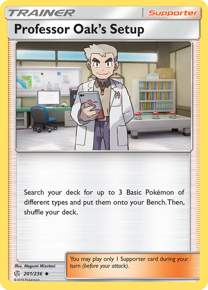 Sun & Moon—Cosmic Eclipse 영어판 Professor Oak's Setup 201 카드 앞면