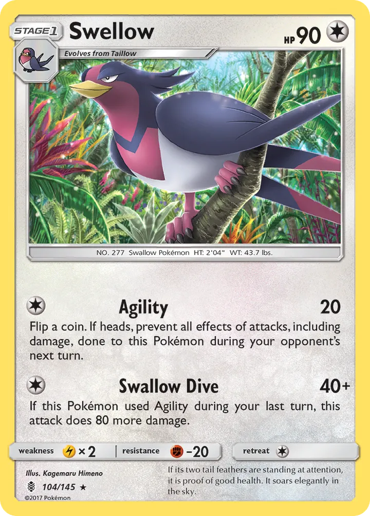 Sun & Moon—Guardians Rising 英語版 Swellow 104 カード表面