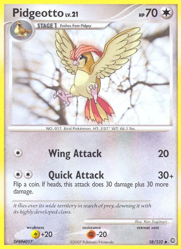 Diamond & Pearl—Secret Wonders 영어판 Pidgeotto 58 카드 앞면