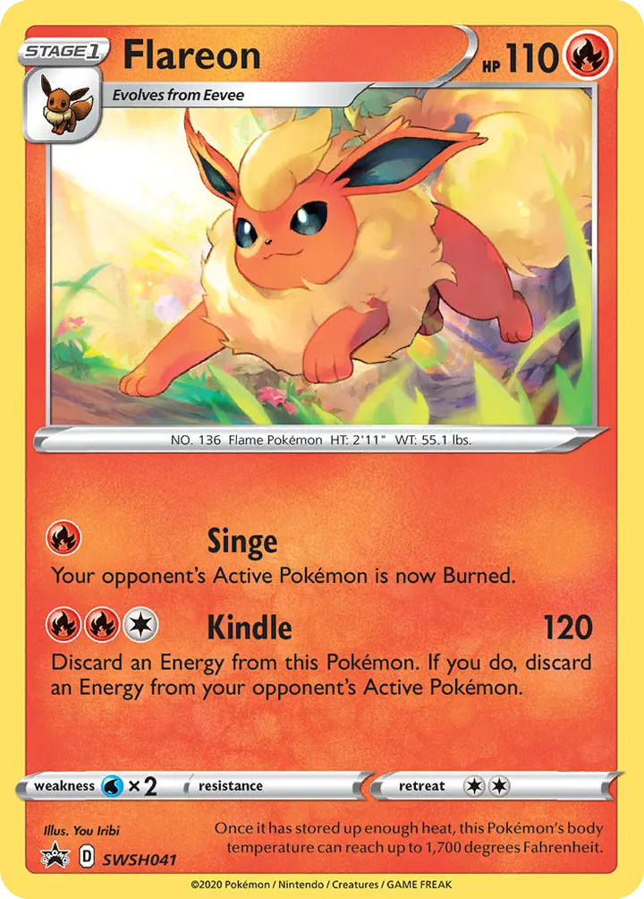 Front of Flareon SWSH041, SWSH Black Star Promos English