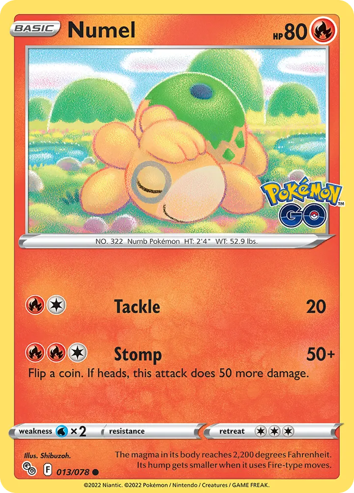 Pokémon TCG: Pokémon GO 영어판 Numel 13 카드 앞면