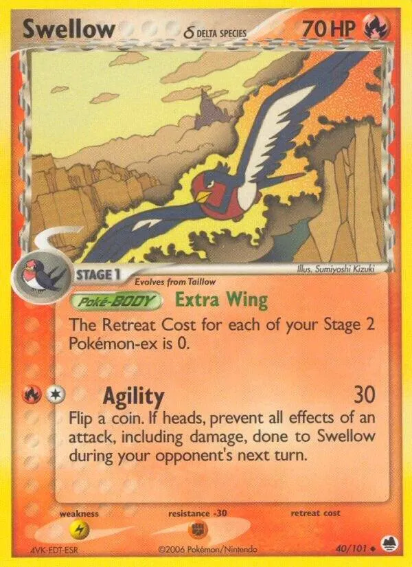 EX Dragon Frontiers 영어판 Swellow δ 40 카드 앞면