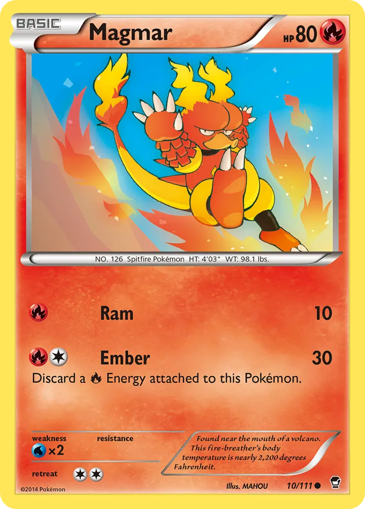XY—Furious Fists 영어판 Magmar 10 카드 앞면