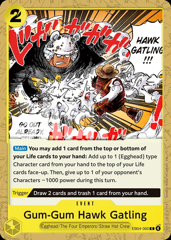 Egghead Crisis 영어판 Gum-Gum Hawk Gatling EB04-060 카드 앞면