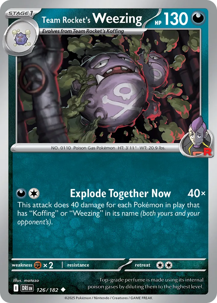Front of Team Rocket's Weezing 126, Scarlet & Violet—Destined Rivals English