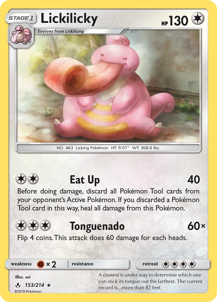 Sun & Moon—Unbroken Bonds 영어판 Lickilicky 153 카드 앞면