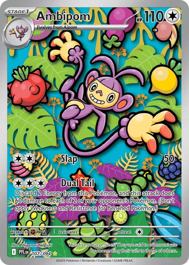 Mega Evolution—Phantasmal Flames 英語版 Ambipom 107 カード表面